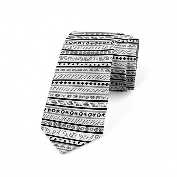 Sea Shells and Stripes 3.7 Ambesonne Necktie Charcoal Grey and White 